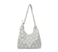 Cymwer Women Nylon Polka Dot Shoulder Bag Hobo Crescent Handbag Zipper Underarm Purse Large Capacity for Travel Shopping Work Daily Use (Light Grey) (Style 3)