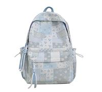 Cymwer Women Nylon Star Versatile Lightweight Daypack Large Capacity Children School Bags Multiple Pockets Color Blocking for Shopping Travel Work (Blue)