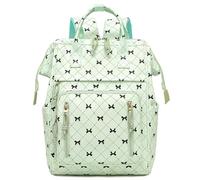 Cymwer Women Oxford Cloth Bow Print Laptop Backpacks with Top Handles & Adjustable Straps Zipper Schoolbag with Interior Storage Pocket for School and Outdoor Travel (Green)