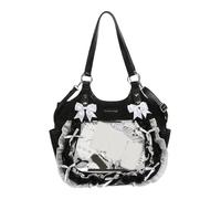 Cymwer Women Preppy Messenger Bags Large Capacity Cute Bow Anime Crossbody Bag Adjustable Straps Sweet Bowknot Tote Handbag Travel Date Work Handbags (Black)