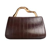 Cymwer Women PU Leather Dressy Clutch Purses Solid Color Top Handle Bag Elegant Formal Handbags for Wedding Prom Nights Cocktail Parties Events (Brown) (Style 4)