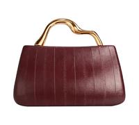 Cymwer Women PU Leather Dressy Clutch Purses Solid Color Top Handle Bag Elegant Formal Handbags for Wedding Prom Nights Cocktail Parties Events (Burgundy) (Style 3)