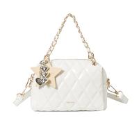 Cymwer Women Rhombus Pattern Shoulder Bag Solid Color PU Leather Crossbody Bag Korean Version Underarm Purse Stylish Accessory for Girls (White)