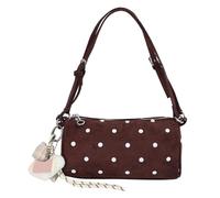 Cymwer Women Suede Polka Dots Crossbody Bags with Pendant and Adjustable Strap Satchel Handbag Vintage Underarm Bags for Daily Office Work Outing Social Occasions (Coffee)