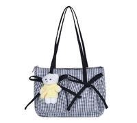 Cymwer Women Versatile Long Handle Tote Bags Large Capacity Checked Pattern Underarm Pouch Lightweight Multi Pockets Armpit Purse Daily Shopping Dating Shoulder Bags (Black)