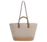 Cymwer Women Woven Tote Bag Fashion Shopping Bag Large Capacity Elegant Weaving Handbag Bohemian Patchwork for Outdoor Travel (Dark Brown)