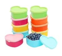 CYMYGS 10 Pcs Small Food Containers with Lids, Small Plastic Containers with Lids, Heart-Shaped Snack Airtight Kitchen Food Set, Reusable for Condiments, Lunch, Yoghurt, Salads