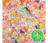 CYMYGS 100Pcs Resin Animals, Mini Resin Animals, Resins Animals Mixed, Plastic Animal, Glass Animal Figures Mini, Luminous Tiny Minis Mixed the Dark For Micro for Aquarium Fairy Garden Bonsai Decor