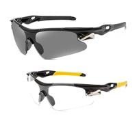 CYMYGS 2 Pcs Cycling Glasses Mens, Polarized Sports Sunglasses UV400 - Windproof Cycling Glasses for Men & Women, Fishing Bicycle Running Golf, Anti-Glare, Shatterproof