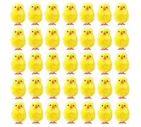 CYMYGS 36 Pcs Easter Miniature Yellow Chick Ornaments, Yellow Easter Chicks, for Easters Party Egg Hunt Game Egg Hunt Game Cute Plush Toys and Hat Ornaments (1.5 * 3 cm)