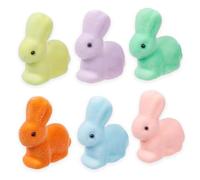 CYMYGS 6 Pcs Easter Small Flocked Rabbit Figurines, Soft Foam Animal Decor Set, Furry Bunny Tabletop Displays for Spring Home Arrangements, Seasonal Basket Fillers and Party Favor Supplies