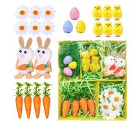 CYMYGS Easter Decorations for Bonnet, Easter Bonnet Decorating Set, with Yellow Easter Chicks, Colourful Polystyrene Eggs, Flowers, Chick, Eggs, Bunnies and Carrots, Party Favors