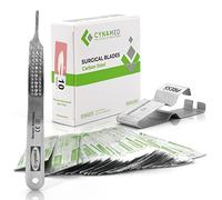 Cynamed 3-Piece Professional Dermaplaning Tool Kit - Stainless Steel Scalpel Handle 3, Blade Remover, 100 Surgical Dermaplane Blades - Skin Exfoliation & Vellus Hair Removal - Dermatologist Supplies