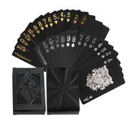 Cynasuretech Black 2nd Deck 54-Card Waterproof Plastic Card Sets for Home & Party