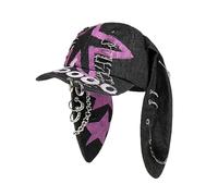Cynefoa Y2k Grunge Hat Denim Bunny Ear Cap Distressed Baseball Cap Iron Ring Punk Kpop Outfits for Women Accessories Unisex(Black Star)