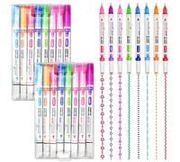 CYNNXIA 16 PCS Curve Highlighter Pen Set Colored Curve Pens Flownwing Flair Pens Dual Tip Pens with 8 Different Shapes Fine Tips, Journal Planner Pens for Writing Note Taking Drawing Scrapbook