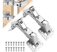 CYNNXIA 2 PCS 170 Degree Cabinet Hinge Kitchen Cupboard Doors Hinges Adjustable Surface Mount Hinges Heavy Duty Soft Close Hinges with16 Fixing Screws for Cabinet Kitchen Cabinet Doors Wardrobe