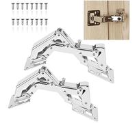 CYNNXIA 2 PCS 170 Degree Cabinet Hinge Kitchen Cupboard Doors Hinges Hydraulically Adjustable Surface Mount Hinges Heavy Duty Soft Close Hinges with16 Fixing Screws for Cabinet Doors Kitchen Wardrobe