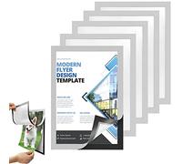 CYNNXIA A4 Magnetic Display Frame, 5 PCS Magnetic Picture Frames Self Adhesive Window Sign Holder Waterproof Info Pocket Holder for Documents Photos License Menus Certificate (Silver)