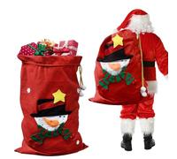 CYNNXIA Giant Christmas Drawstring Gift Bag - Large Snowman Red Festive Sack - Personalised Xmas Gift Present Bag for Holiday Presents