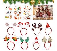 CYNNXIA8 Pack Christmas Headbands Christmas Head Boppers Reindeer Xmas Headbands wIth 3 Sheets Christmas Temporary Tattoos Glow in the Dark Tattoos for Xmas Party Holiday Fancy Dress Accessory