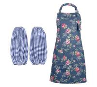 CYNOSURETECH 1 Apron For Women And 1 Pair Of Sleeves, Kitchen Apron, Anti-Grease Apron, Floral Pattern Apron, Housework Apron