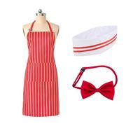 CYNOSURETECH 1 Halterneck Striped Apron, 1 Bow Tie, 1 Chef Hat, Chef Overalls Set, Adjustable Apron, Cooking And Baking Accessories