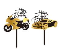 CYNOSURETECH 1 Motorcycle Insert And 1 Car Insert, Birthday Cake Inserts, Creative Cake Decorations, Party Supplies
