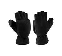 CYNOSURETECH 1 Pair Of Black Fingerless Flip-Up Gloves, Polar Fleece Winter Warm Gloves, Outdoor Cold-Proof Gloves, Fashionable Versatile Gloves For Men And Women