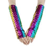 CYNOSURETECH 1 Pair of Mermaid Scale Gloves, Mermaid Costume for Women, Fashionable Gloves, Fish Scale Arms, Mermaid Fingerless Sleeves