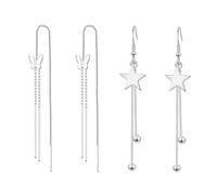 CYNOSURETECH 1 Pair of Star Earrings and 1 Pair of Butterfly Earrings, Long Tassel Earrings, Simple Style Earrings, Ele Earrings
