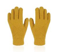 CYNOSURETECH 1 Pair Of Yellow Knitted Gloves, Touch Screen Gloves, Unisex, Thickened Winter Gloves, Outdoor Cycling Gloves