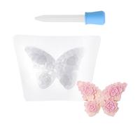 CYNOSURETECH 1 Piece Flower Butterfly Silicone Mold, 1 Piece Silicone Dropper, Three-Dimensional Candle Holder Mold, Casting Mold, Diy Styling Mold, Creative Candle Holder Mold