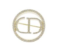 CYNOSURETECH 1 Piece Gold CD Letter Rhinestone Brooch, Round Letter Pin, Elegant Ladies Corsage, Suit Accessories Pin, Perfect for Daily Life and Celebrations