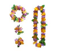 CYNOSURETECH 1 Piece Hawaiian Lei Set, Holiday Party Accessories, Hawaiian Necklace, Hawaiian Headband, Hawaiian Bracelet, Suitable for Cheerleading, Birthday Parties, Carnivals, Beach Parties, Etc.