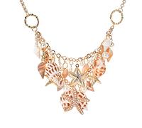 CYNOSURETECH 1 Piece Ocean Necklace with 1 Piece Starfish Shell Bracelet, Beach Trip Accessories for Women, Starfish Clothing Accessories Set