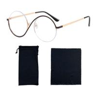CYNOSURETECH 1 Piece Of Asymmetric Glasses, With 1 Piece Of Glasses Bag And 1 Piece Of Glasses Cloth, Round Frame Glasses, Creative Personality Glasses, Clothing Accessories