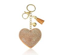CYNOSURETECH 1 Piece of Heart-Shaped Keychain, Heart-Shaped Glitter Keychain, Metal Key Ring, Tassel Keychain, Mobile Phone, Wallet Accessories, Women's Handbag Charms