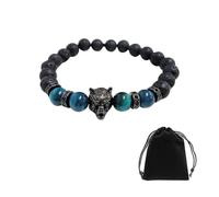 CYNOSURETECH 1 Piece of Wolf Element Bracelet and 1 Piece of Jewelry Bag, Fashionable Personality Bracelet, Beaded Bracelet, Men's Bracelet, Gift Bracelet
