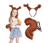 CYNOSURETECH 1 Piece Squirrel Ear Headband and 1 Piece Squirrel Tail Accessory, Animal Ears Headband Set, Suitable for Birthday Parties, Cosplay, Etc