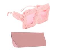 CYNOSURETECH 1 Pink Plush Glasses And 1 Pink Glasses Bag, Creative Glasses, Fashionable Personality Glasses, Party Glasses