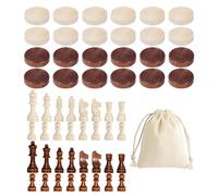 CYNOSURETECH 1 Set Of Checkers And 1 Set Of Chess Pieces With 1 Storage Bag, Wooden Chess Pieces, Board Game, Interactive Game