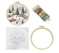 CYNOSURETECH 1 Set Snow Scene Cotton And Linen Embroidery Materials, Hand Embroidery Production, DIY Embroidery Decorations
