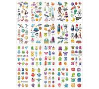 CYNOSURETECH 10 Monster Themed Tattoos, 10 Space Themed Tattoos, Tattoo Set For Kids, Colorful Cartoon Tattoos, Party Decoration Tattoos, Temporary Tattoos For Boys/Girls