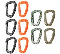 CYNOSURETECH 10-Piece Plastic D-Shaped Carabiners, Black, Orange, Military Green, Khaki, Suitable for Mountaineering, Camping, Backpack Hanging Buckles