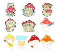 CYNOSURETECH 10 Pieces Mushroom Frog Brooch, Cute Frog Brooch, Cartoon Brooch, Funny Brooch, Decorative Brooch