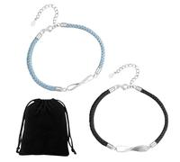 CYNOSURETECH 2 Couple Bracelets, 1 Drawstring Pocket, Fashion Simple Bracelet, Adjustable Bracelet, Valentine's Day Gift Bracelet