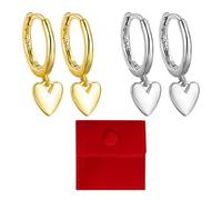 CYNOSURETECH 2 Pairs of Heart-Shaped Drop Earrings, 1 Piece Jewelry Bag, Cute Heart-Shaped Earrings, Simple Earrings for Women, Fashionable Earrings, Cartilage Trinkets