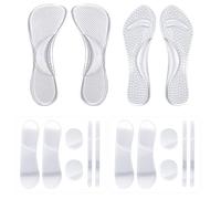 CYNOSURETECH 2 Pairs Of High-Heel Silicone Insoles & 2 Three-In-One Anti-Wear Foot Patches, Anti-Slip, Waterproof, Unisex-Adults, Transparent Color, Shoe Insoles