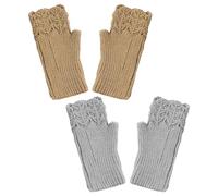 CYNOSURETECH 2 Pairs Of Knitted Gloves, Knitted Thermal Sleeves, Women'S Fingerless Gloves, Winter Warm Half-Finger Gloves, Simple Fashionable Gloves